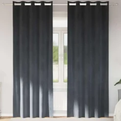 vidaXL Gordijnen met ringen - Lichtgrijs - 140x225 cm - Fluweel - 2 Stuks