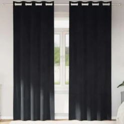 vidaXL Gordijnen met ringen - Verduisterend - Zwart Fluweel - 140x225 cm - 2 St.