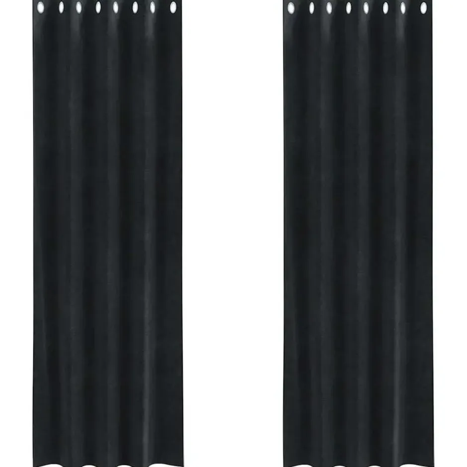 vidaXL Gordijnen met ringen - Verduisterend - Zwart Fluweel - 140x225 cm - 2 St.