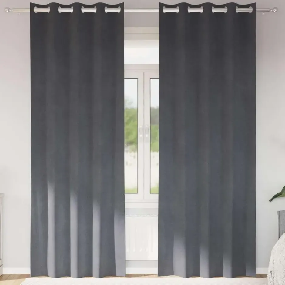 vidaXL Gordijnen met ringen - Verduisterend - Lichtgrijs - 140x260 cm - 2 St.