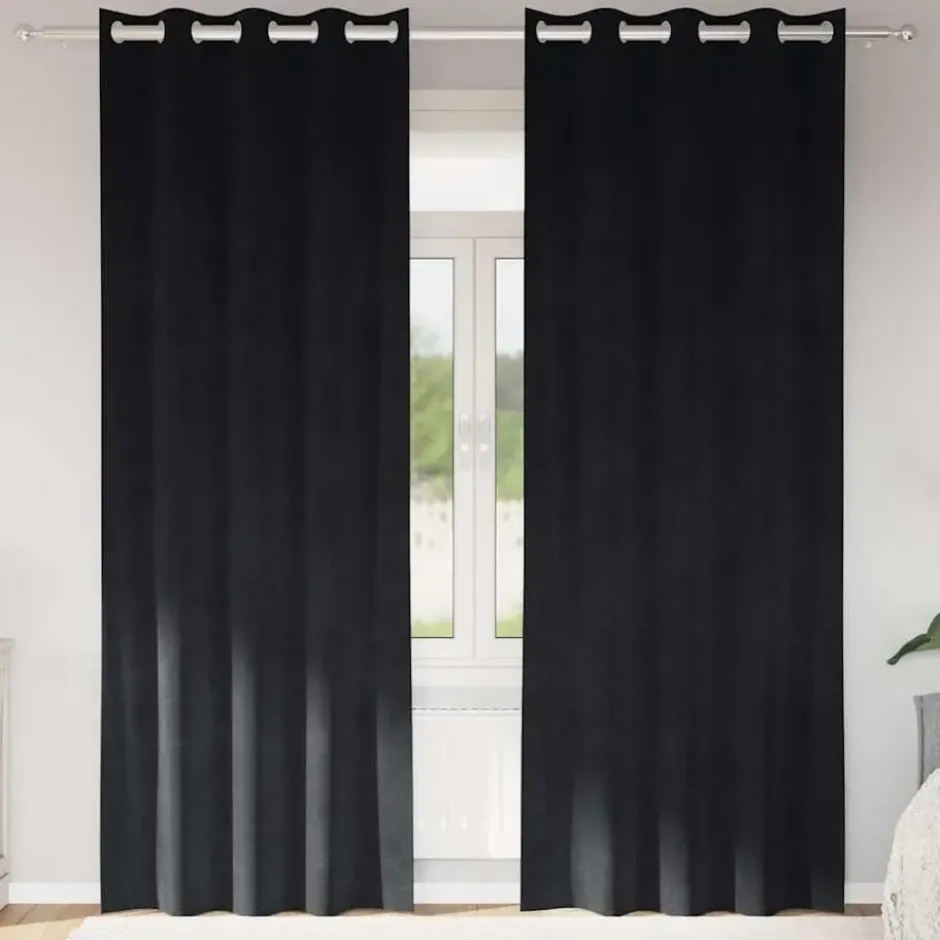 vidaXL Gordijnen met ringen - Verduisterend - Zwart Fluweel - 140x245 cm - 2 St.