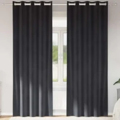 vidaXL Gordijnen met ringen - Verduisterend - Donkergrijs - 140x260 cm - 2 St.
