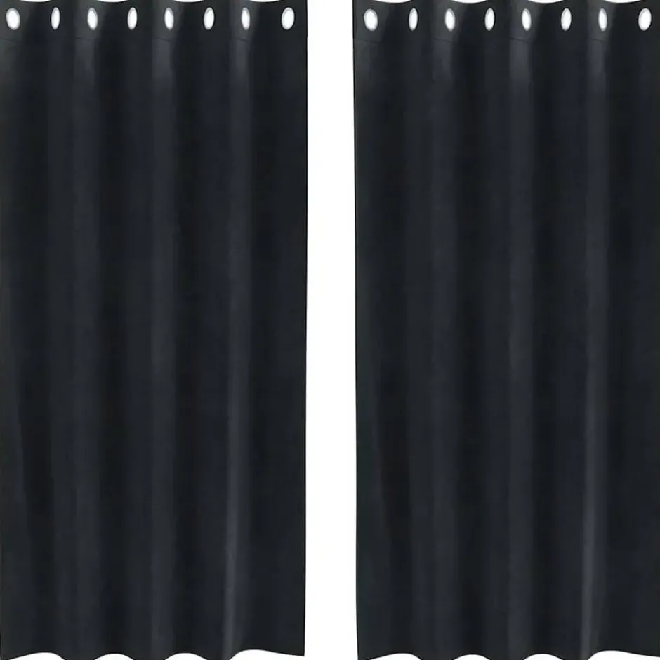 vidaXL Gordijnen met ringen - Verduisterend - Zwart Fluweel - 140x175 cm - 2 St.
