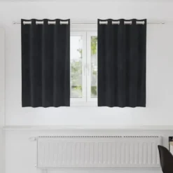 vidaXL Gordijnen met ringen - Verduisterend - Zwart Fluweel - 140x140 cm - 2 St.