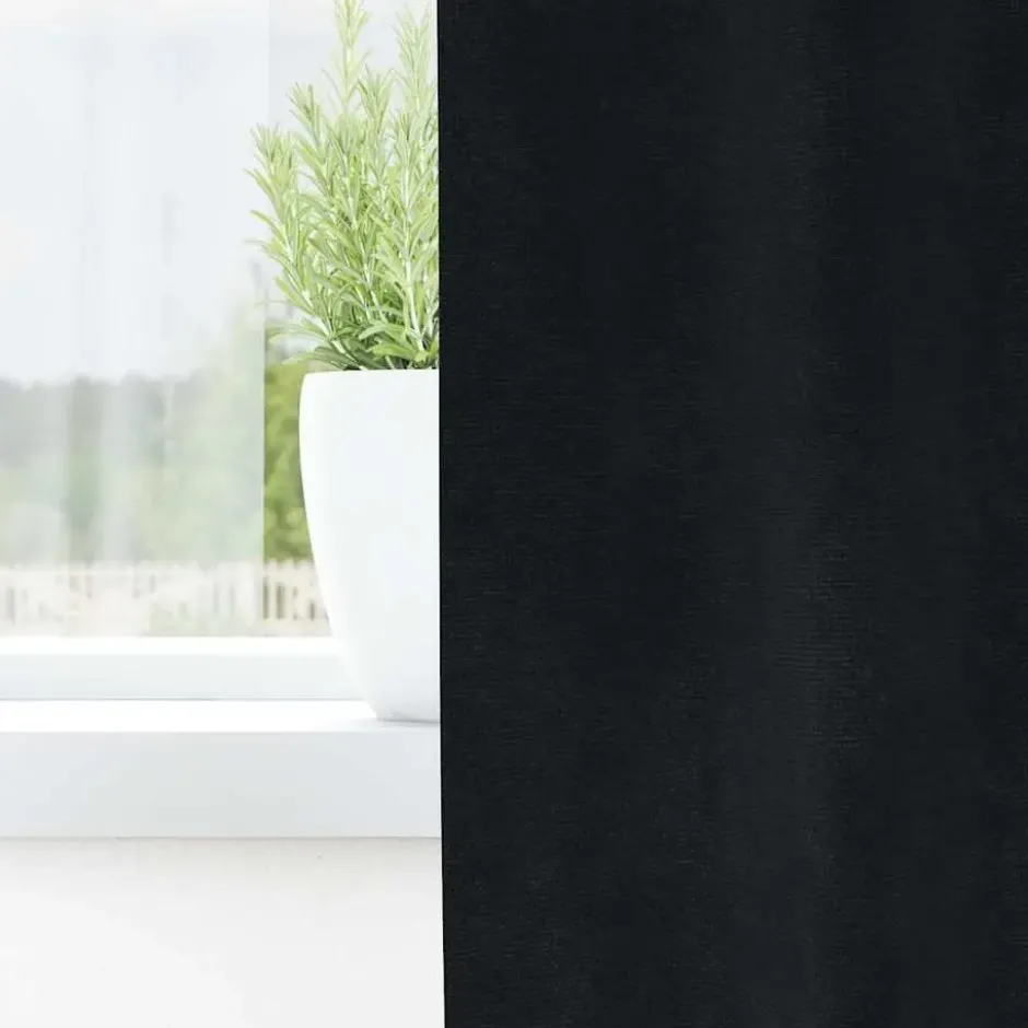 vidaXL Gordijnen met ringen - Verduisterend - Zwart Fluweel - 140x140 cm - 2 St.