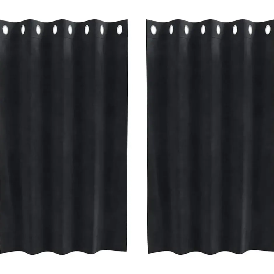vidaXL Gordijnen met ringen - Verduisterend - Zwart Fluweel - 140x140 cm - 2 St.