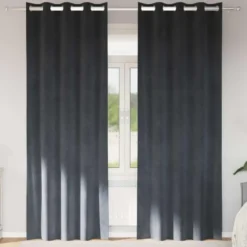vidaXL Gordijnen met ringen verduisterend - Lichtgrijs - 140x245 cm - 2 St.