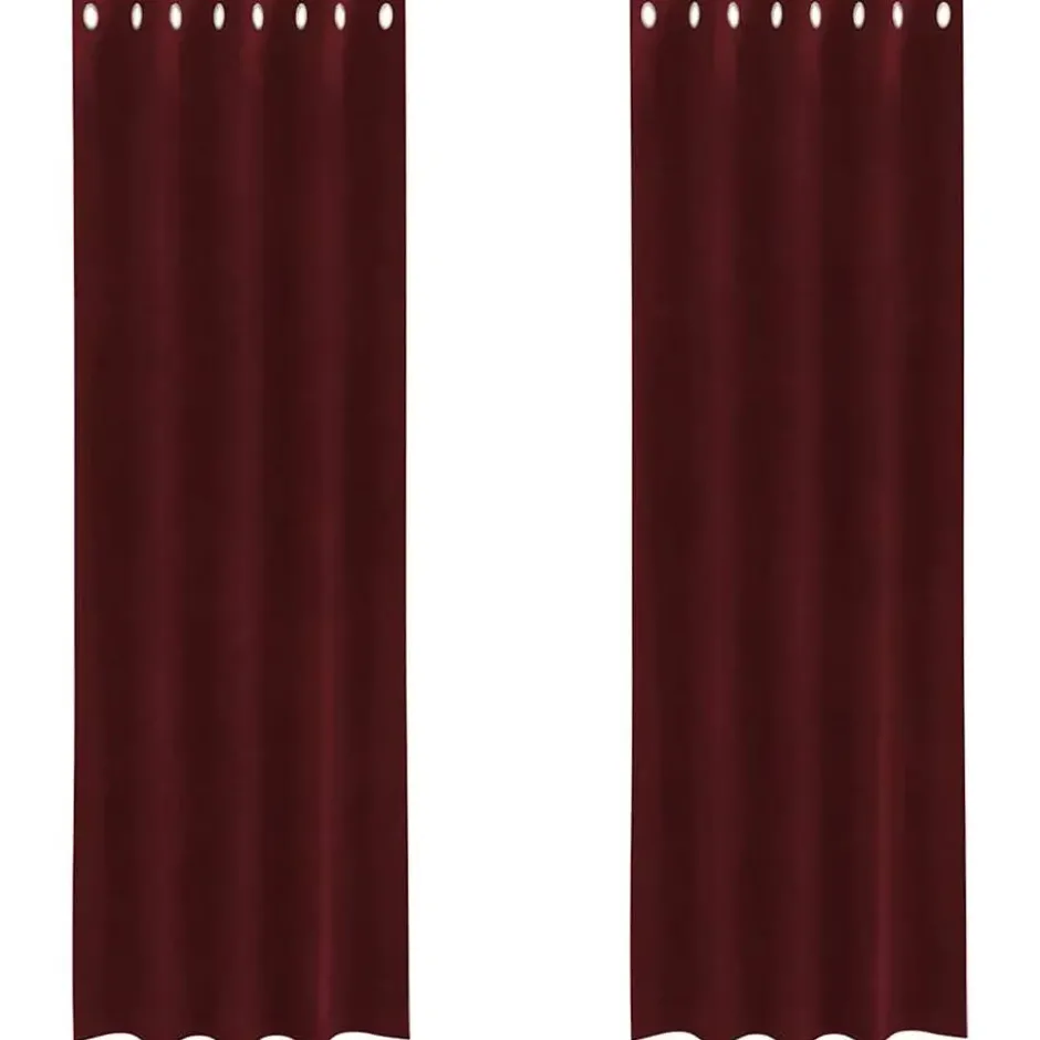 vidaXL Gordijnen met ringen - Wijnrood - 140x225 cm - Fluweel - 2 Stuks