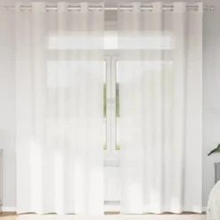 vidaXL Gordijnen van voile met ringen - Wit - 140x225 cm - Stof - 2 Stuks