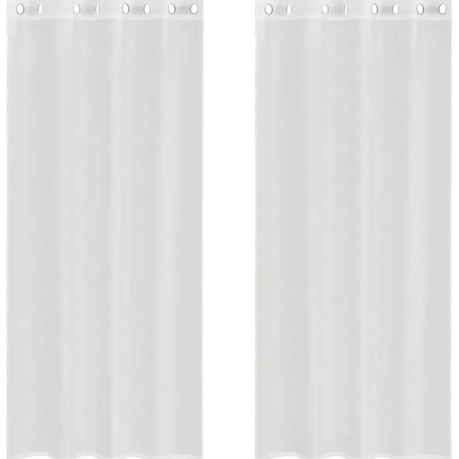 vidaXL Gordijnen van voile met ringen - Wit - 140x225 cm - Stof - 2 Stuks