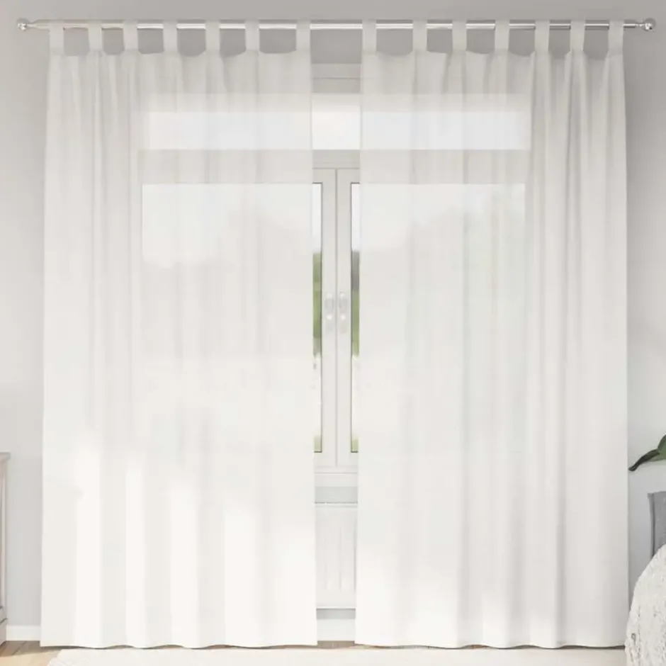 vidaXL Gordijnen van voile met lussen - Wit - 140x225 cm - Stof - 2 Stuks