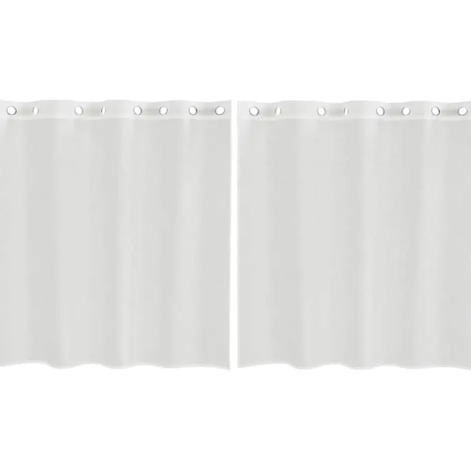vidaXL Gordijnen van voile met ringen - Wit - 140x140 cm - Stof - 2 Stuks