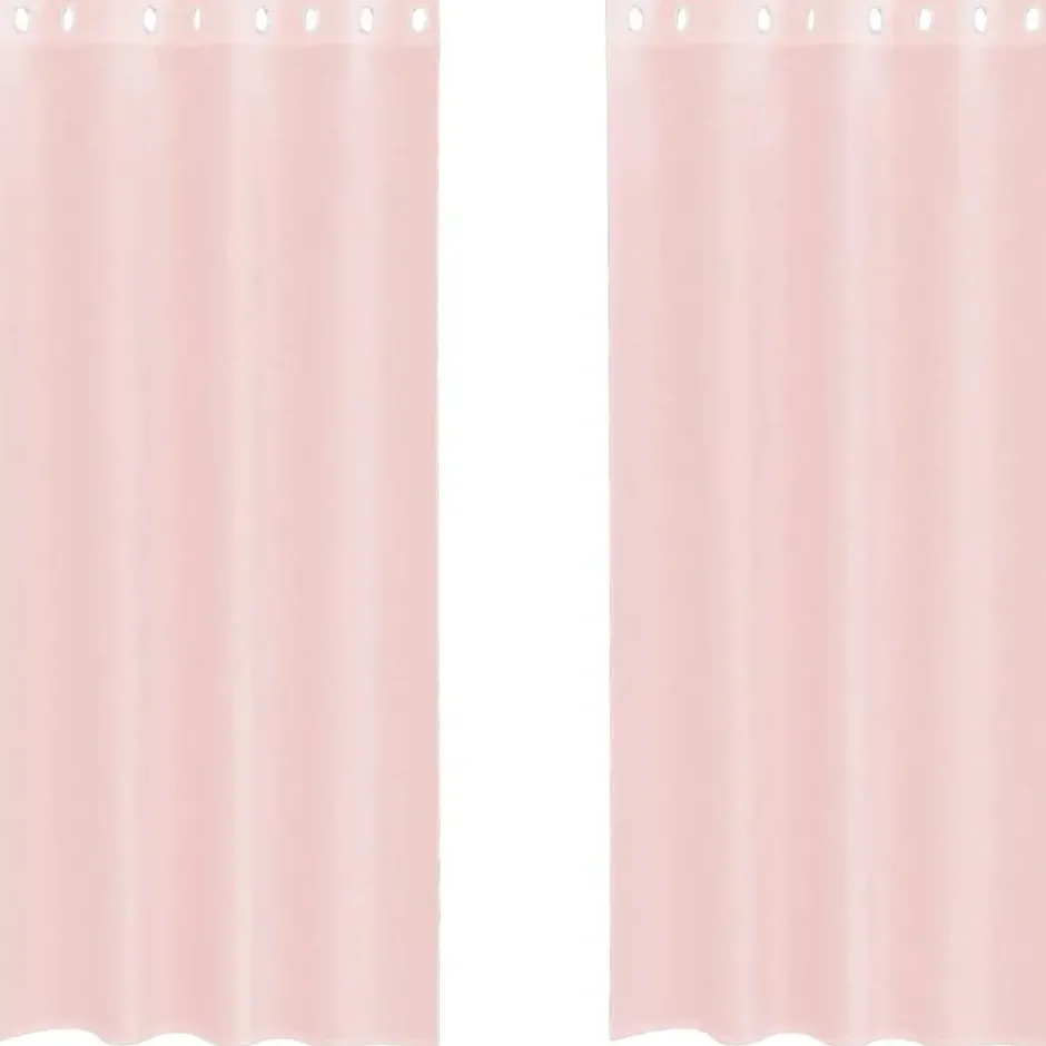 vidaXL Gordijnen van voile met ringen - Lichtroze - 140x175 cm - Stof - 2 Stuks