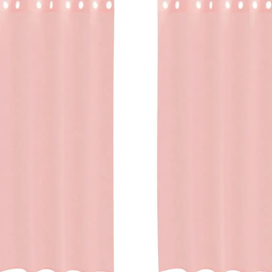 vidaXL Gordijnen van voile met ringen - Roze - 140x225 cm - Stof - 2 Stuks