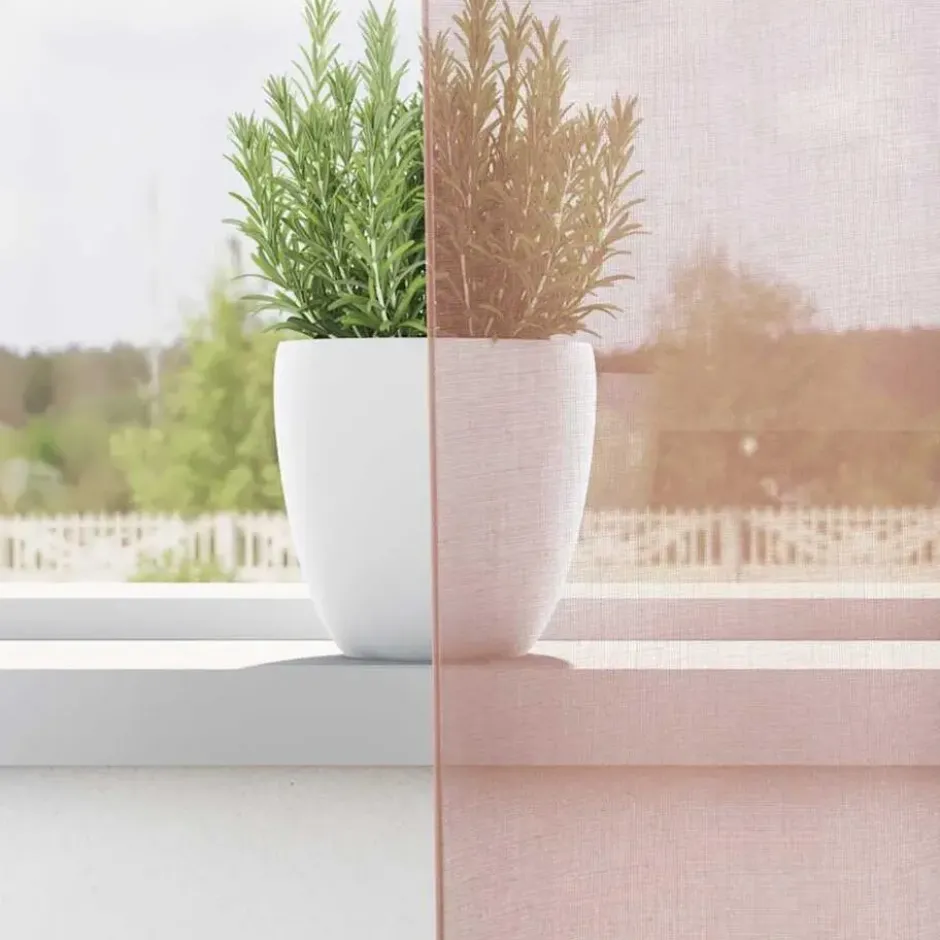 vidaXL Gordijnen van voile met ringen - Roze - 140x225 cm - Stof - 2 Stuks