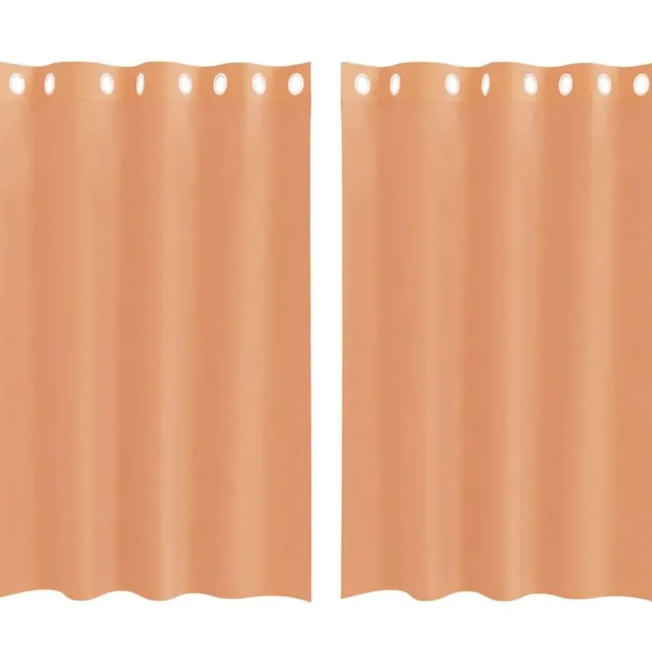 vidaXL Gordijnen van voile met ringen - Terracotta - 140x175 cm - Stof - 2 Stuks