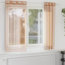 vidaXL Gordijnen van voile met ringen - Terracotta - 140x175 cm - Stof - 2 Stuks