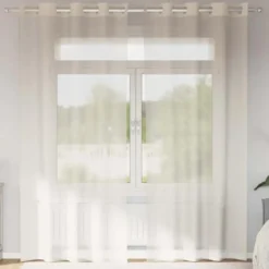 vidaXL Gordijnen van voile met ringen - Wit - 140x260 cm - Stof - 2 Stuks