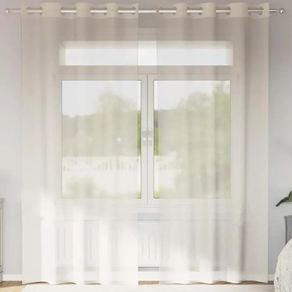 vidaXL Gordijnen van voile met ringen - Wit - 140x260 cm - Stof - 2 Stuks