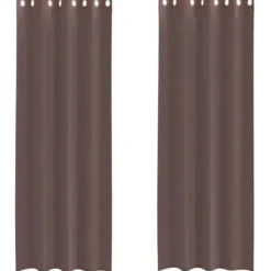 vidaXL Gordijnen van voile met ringen - Bruin - 140x260 cm - Stof - 2 Stuks