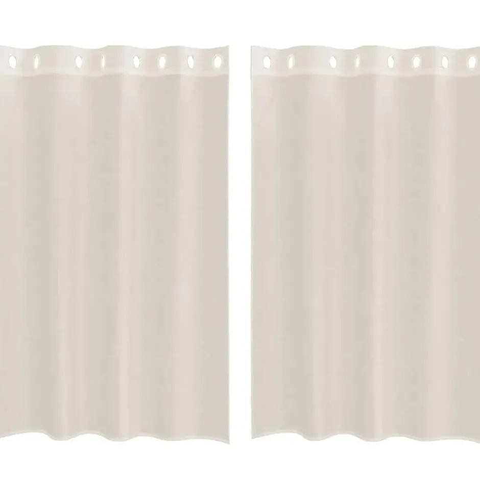 vidaXL Gordijnen van voile met ringen - Crème - 140x175 cm - Stof - 2 Stuks