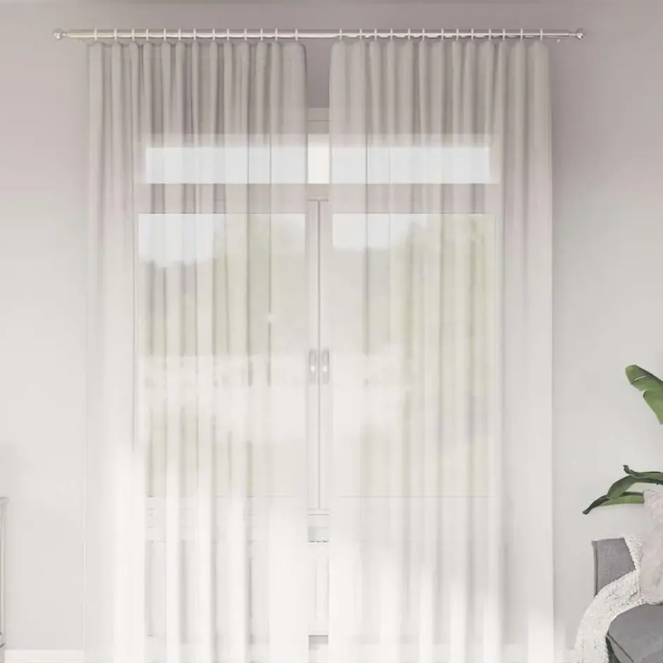 vidaXL Gordijnen van voile met roedezakken - Wit - 140x260 cm - Stof - 2 Stuks