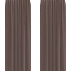 vidaXL Gordijnen van voile met roedezakken - Bruin - 140x260 cm - Stof - 2 Stuks