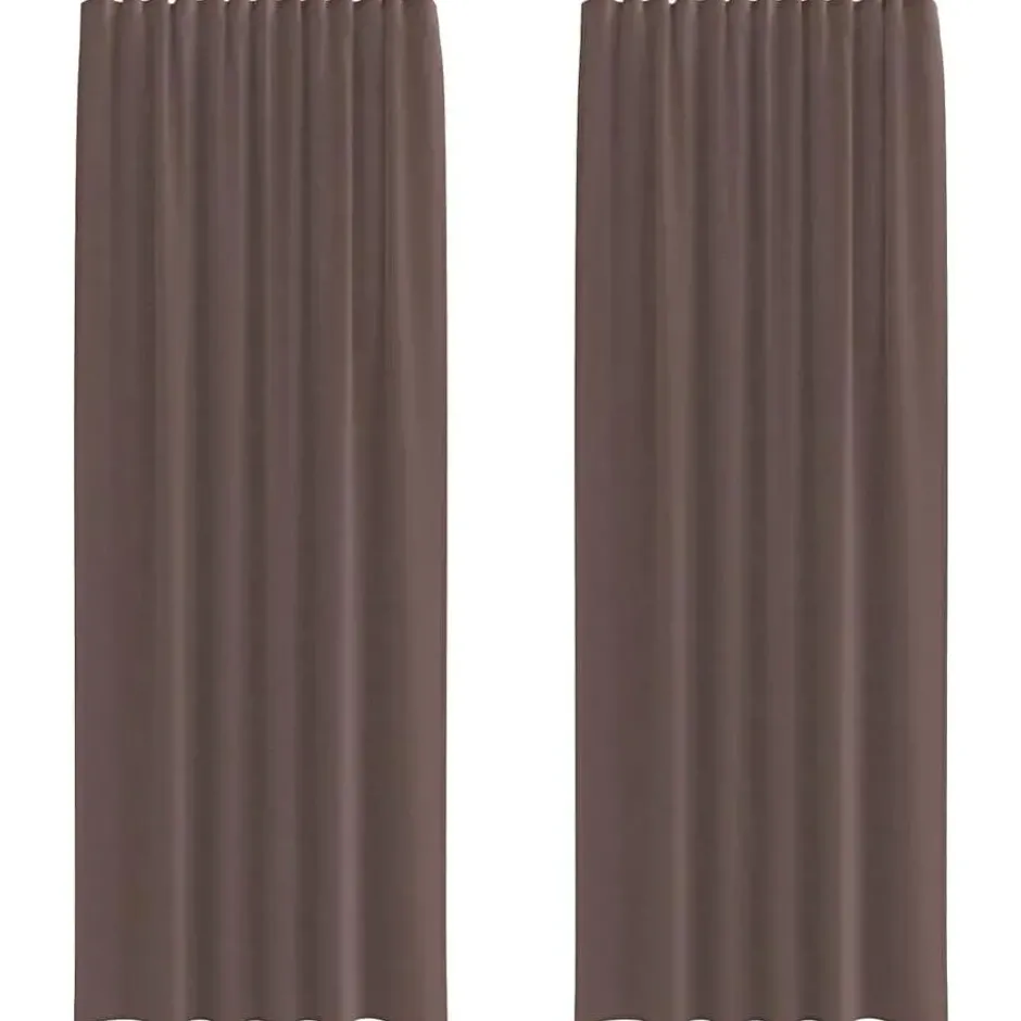 vidaXL Gordijnen van voile met roedezakken - Bruin - 140x260 cm - Stof - 2 Stuks