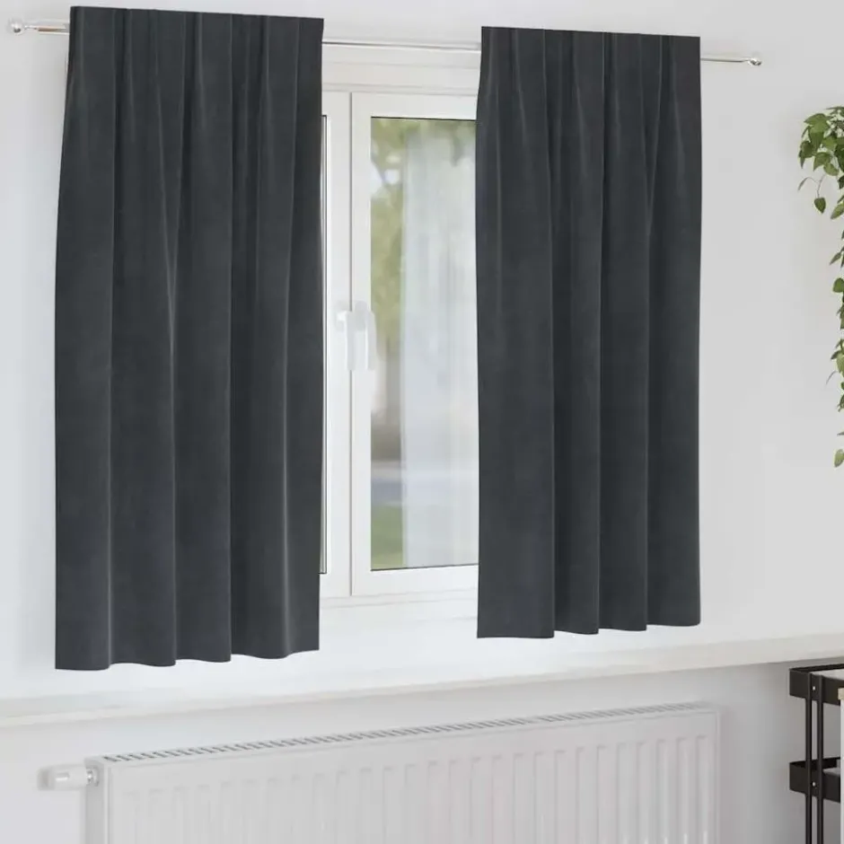 vidaXL Gordijnen - Verduisterend - Lichtgrijs - 140x175 cm - Fluweel - 2 Stuks