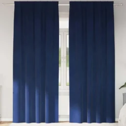 vidaXL Gordijnen - Verduisterend - Donkerblauw - 140x225 cm - Fluweel - 2 Stuks