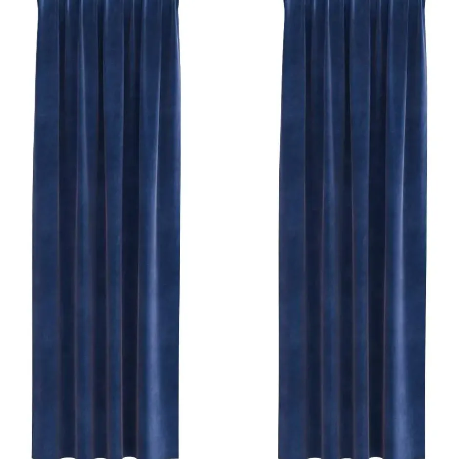 vidaXL Gordijnen - Verduisterend - Donkerblauw - 140x225 cm - Fluweel - 2 Stuks