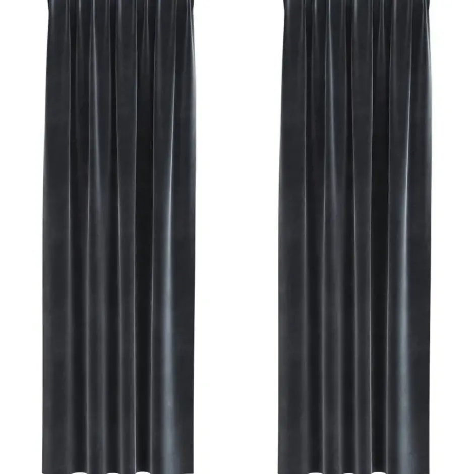 vidaXL Gordijnen - Verduisterend - Donkergrijs - 140x225 cm - Fluweel - 2 Stuks