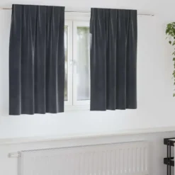 vidaXL Gordijnen - Verduisterend - Donkergrijs - 140x140 cm - Fluweel - 2 Stuks