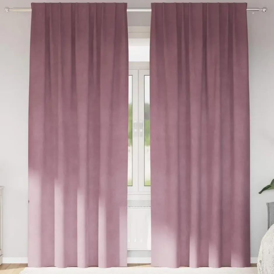 vidaXL Gordijnen - Verduisterend - Donkerroze - 140x260 cm - Fluweel - 2 Stuks