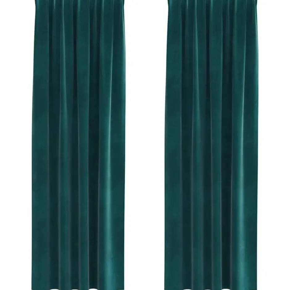 vidaXL Gordijnen - Verduisterend - 140x245 cm - Donkergroen - Fluweel - 2 Stuks