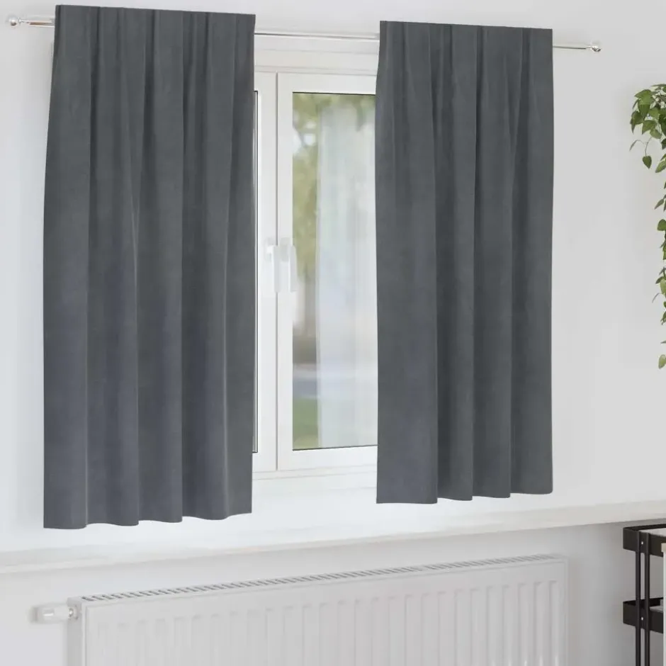 vidaXL Gordijnen - Verduisterend - Lichtgrijs Fluweel - 140x175 cm - 2 St.