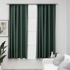 vidaXL - Gordijnen verduisterend - Groen - Stof - 140 x 175 cm - 2 stuks
