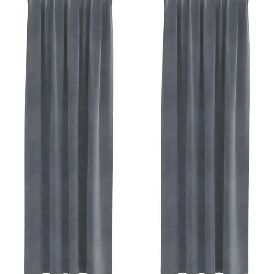 vidaXL Gordijnen - Verduisterend - Lichtgrijs - 140x260 cm - Fluweel - 2 Stuks