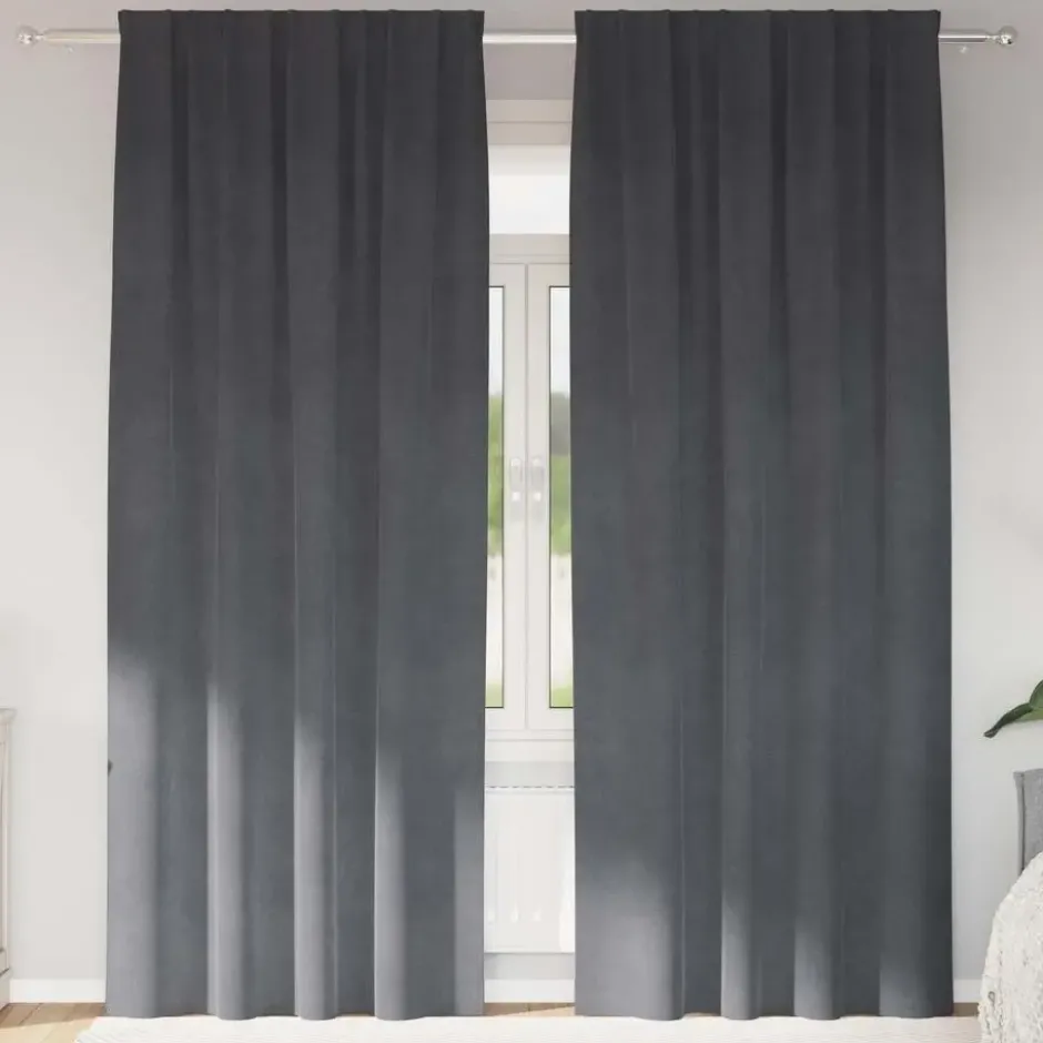 vidaXL Gordijnen - Verduisterend - Lichtgrijs - 140x260 cm - Fluweel - 2 Stuks