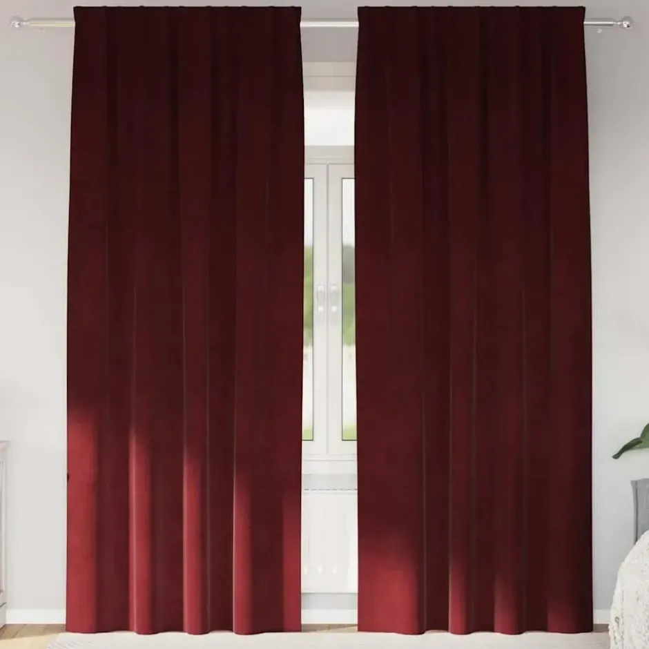 vidaXL Gordijnen - Verduisterend - Wijnrood - 140x245 cm - Fluweel - 2 Stuks
