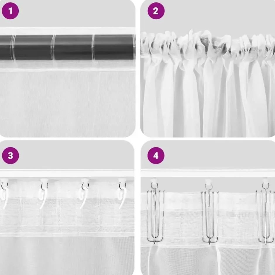 vidaXL - Gordijnen voile met roedezakken 2 st roze vitrage pure gordijn