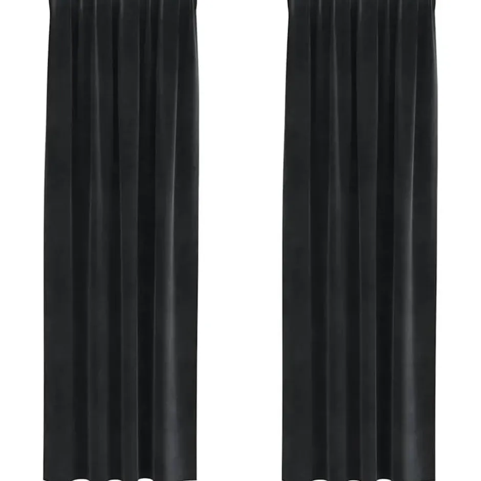 vidaXL Gordijne - Verduisterend - Zwart - 140x225 cm - Fluweel - 2 Stuks
