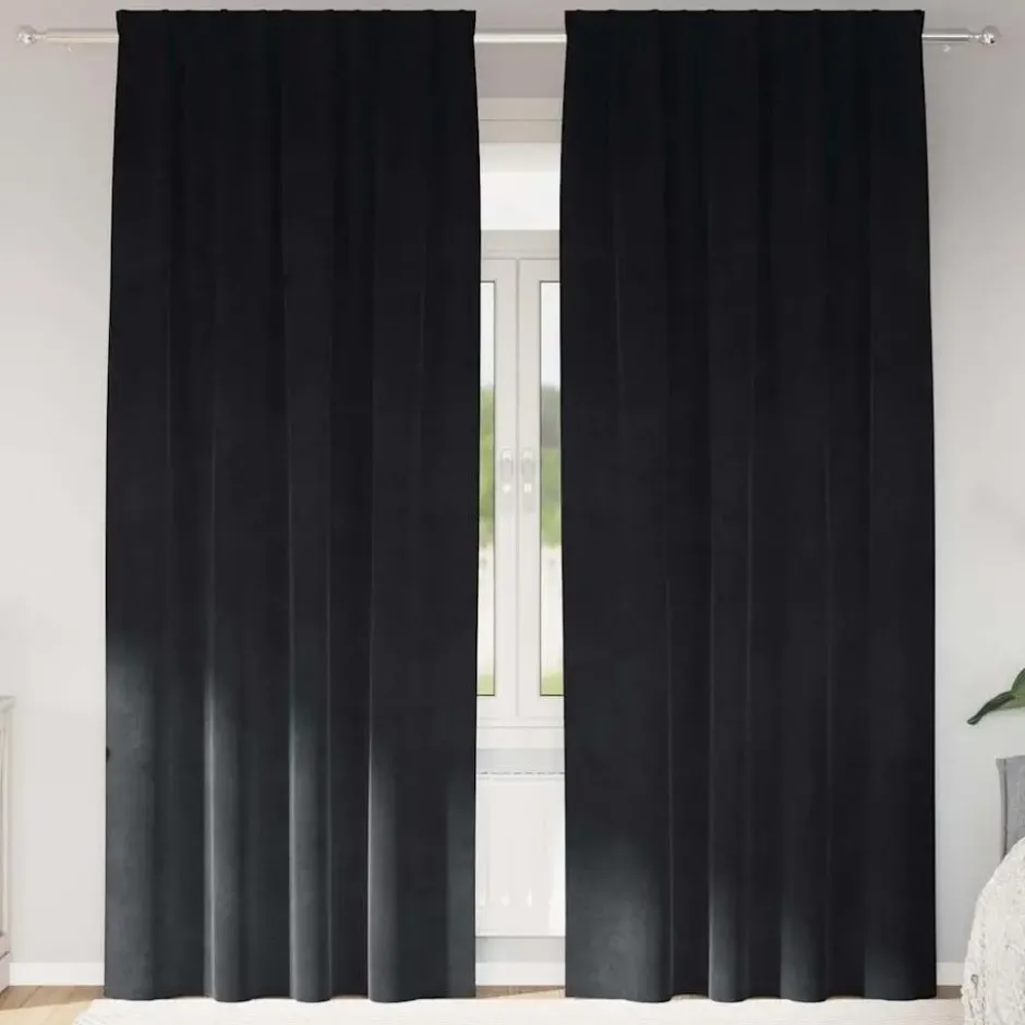 vidaXL Gordijne - Verduisterend - Zwart - 140x225 cm - Fluweel - 2 Stuks