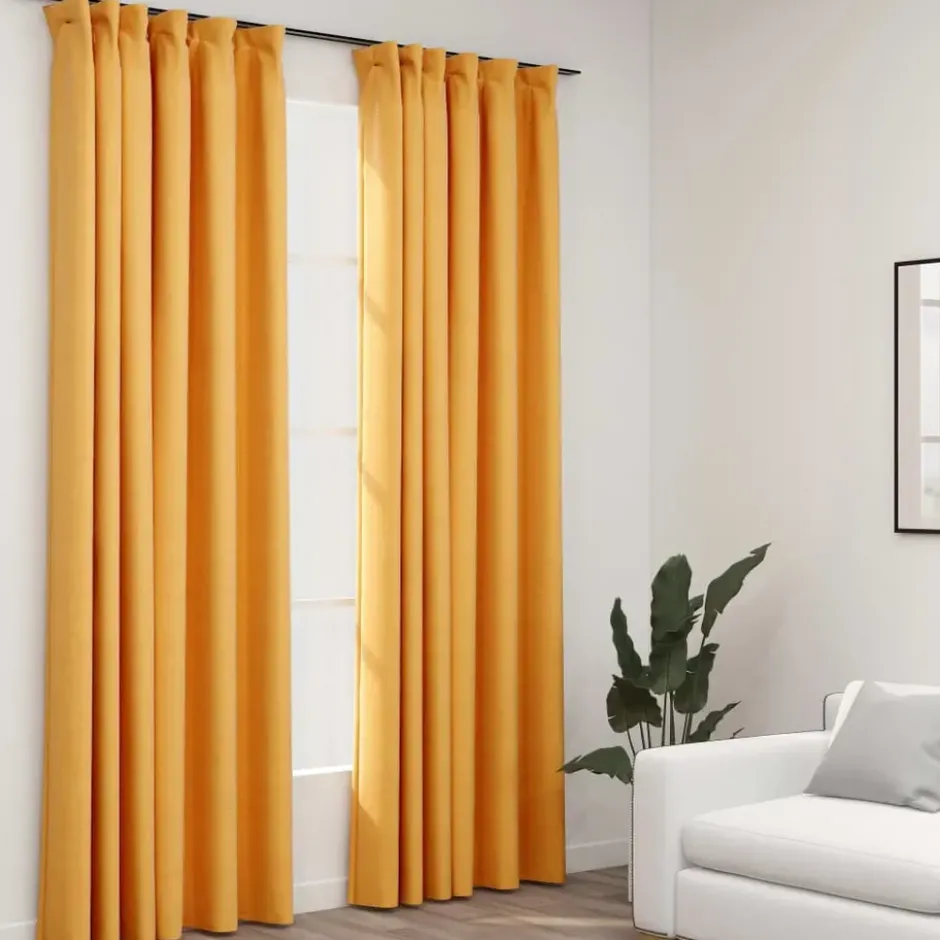 vidaXL - Gordijn - Geel - Stof - 140 x 245 cm - 2 stuks