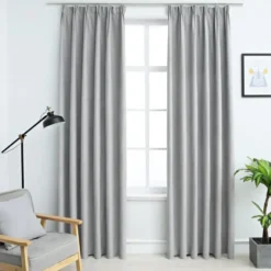 vidaXL - Gordijn - Grijs - Stof - 140 x 225 cm - 2 stuks