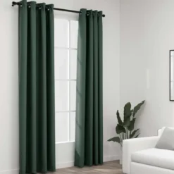 vidaXL - Gordijn - Groen - Stof - 140 x 225 cm - 2 stuks