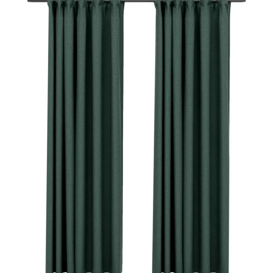 vidaXL - Gordijn - Groen - Stof - 140 x 245 cm - 2 stuks