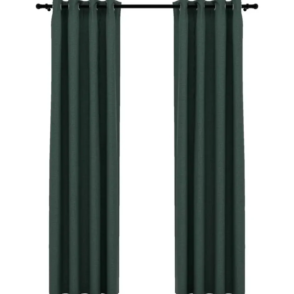 vidaXL - Gordijn - Groen - Stof - 140 x 245 cm - 2 stuks