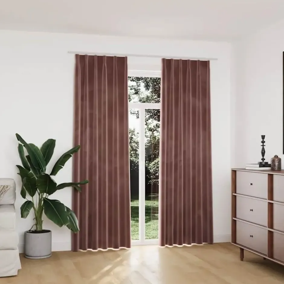 vidaXL - Gordijn - Roze - Fluweel