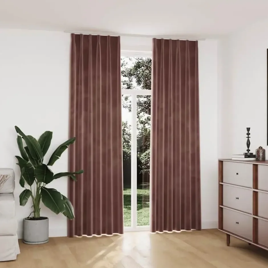 vidaXL - Gordijn - Roze - Fluweel - 140 x 245 cm - 2 stuks